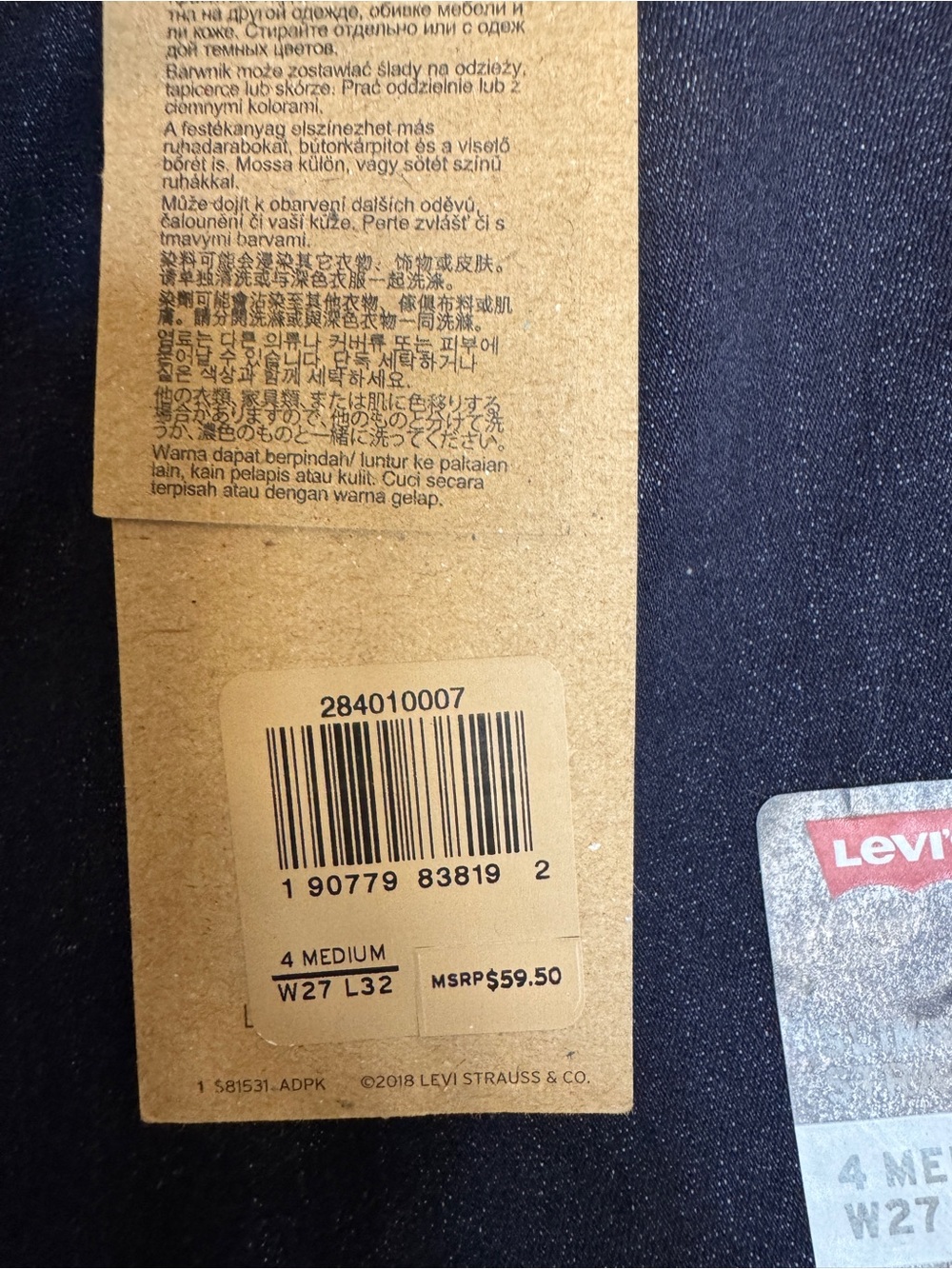 LEVI’S Slimming Straight Indigo Jeans 4L 27x32 - Picture 6 of 7